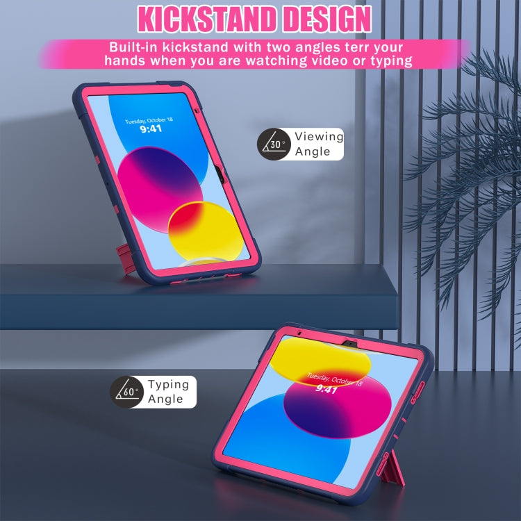 For iPad 2025 / 2022 Contrast Color Silicone + PC Tablet Case with Holder(Navy Blue Rose Red) - iPad 2025 / 2022 Cases by buy2fix | Online Shopping UK | buy2fix