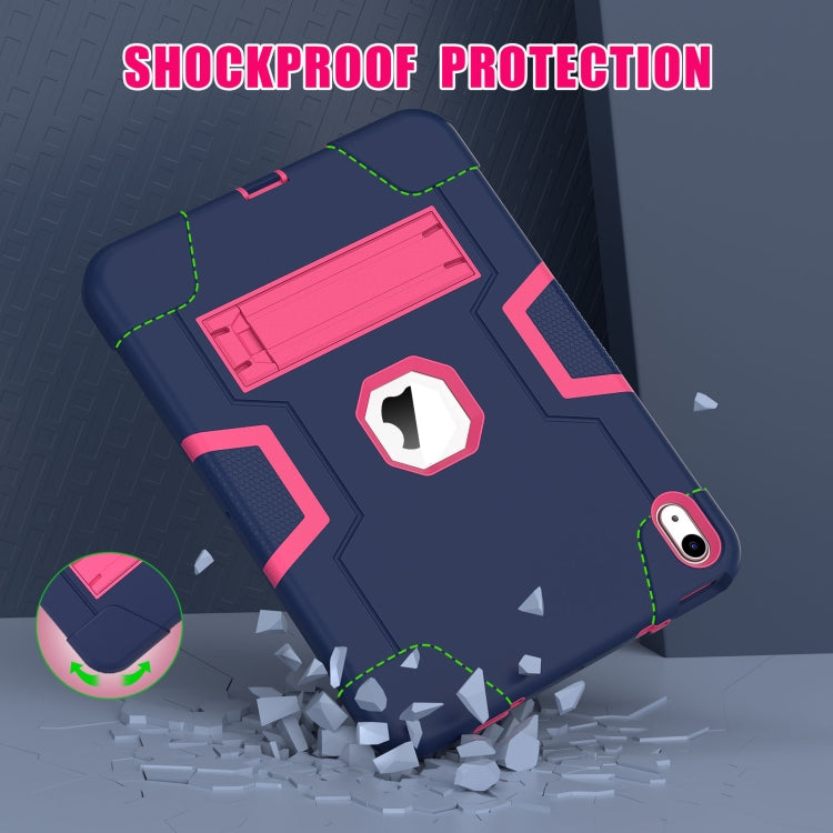 For iPad 2025 / 2022 Contrast Color Silicone + PC Tablet Case with Holder(Navy Blue Rose Red) - iPad 2025 / 2022 Cases by buy2fix | Online Shopping UK | buy2fix