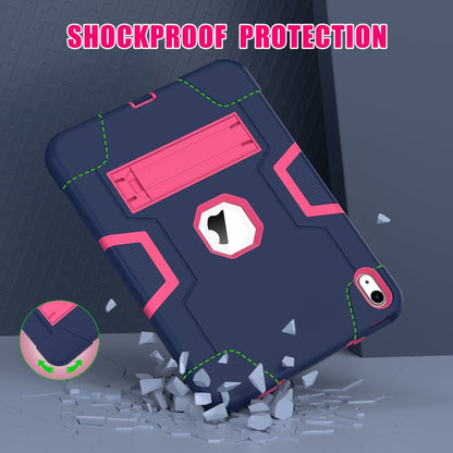 For iPad 2025 / 2022 Contrast Color Silicone + PC Tablet Case with Holder(Navy Blue Rose Red) - iPad 2025 / 2022 Cases by buy2fix | Online Shopping UK | buy2fix