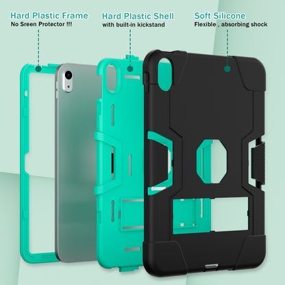 For iPad 2025 / 2022 Contrast Color Silicone + PC Tablet Case with Holder(Black Mint Green) - iPad 2025 / 2022 Cases by buy2fix | Online Shopping UK | buy2fix