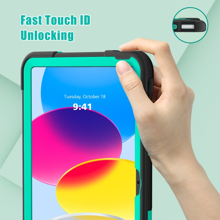 For iPad 2025 / 2022 Contrast Color Silicone + PC Tablet Case with Holder(Black Mint Green) - iPad 2025 / 2022 Cases by buy2fix | Online Shopping UK | buy2fix