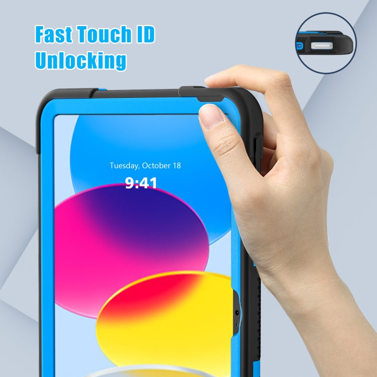 For iPad 2025 / 2022 Contrast Color Silicone + PC Tablet Case with Holder(Black Blue) - iPad 2025 / 2022 Cases by buy2fix | Online Shopping UK | buy2fix