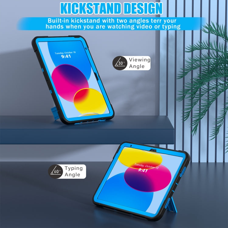 For iPad 2025 / 2022 Contrast Color Silicone + PC Tablet Case with Holder(Black Blue) - iPad 2025 / 2022 Cases by buy2fix | Online Shopping UK | buy2fix