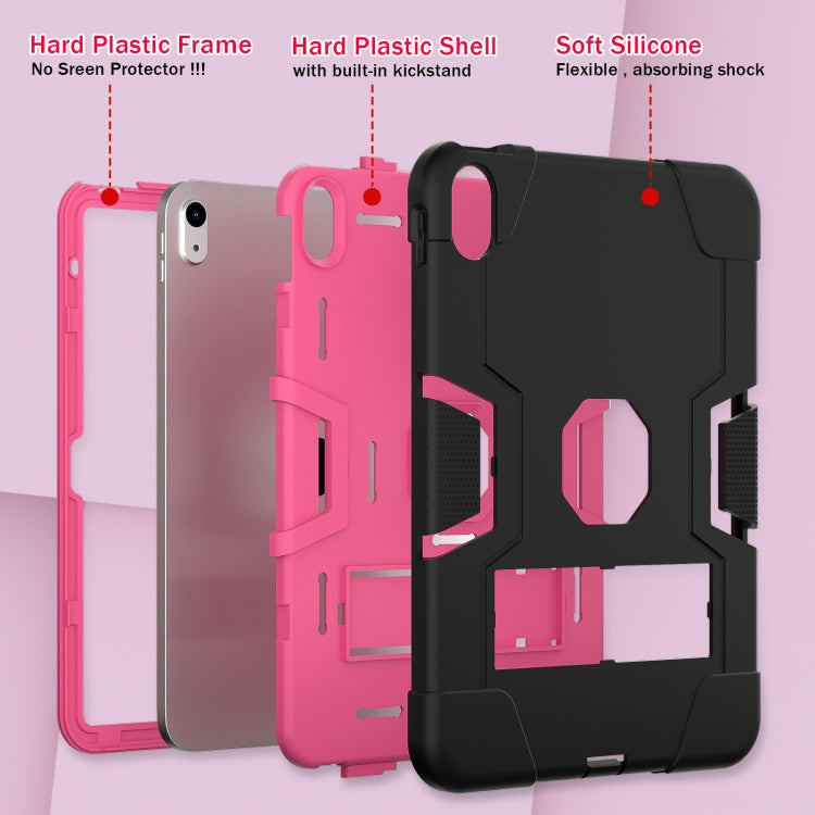 For iPad 2025 / 2022 Contrast Color Silicone + PC Tablet Case with Holder(Black Rose Red) - iPad 2025 / 2022 Cases by buy2fix | Online Shopping UK | buy2fix