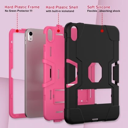 For iPad 2025 / 2022 Contrast Color Silicone + PC Tablet Case with Holder(Black Rose Red) - iPad 2025 / 2022 Cases by buy2fix | Online Shopping UK | buy2fix