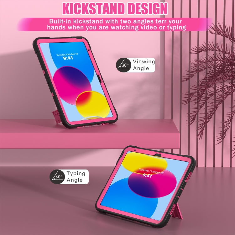 For iPad 2025 / 2022 Contrast Color Silicone + PC Tablet Case with Holder(Black Rose Red) - iPad 2025 / 2022 Cases by buy2fix | Online Shopping UK | buy2fix