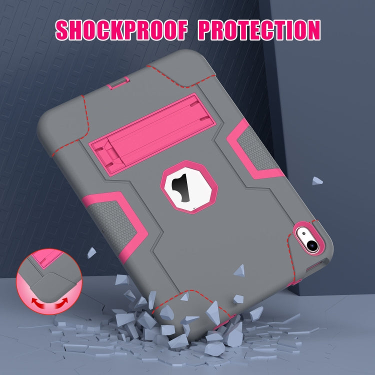 For iPad 2025 / 2022 Contrast Color Silicone + PC Tablet Case with Holder(Grey Rose Red) - iPad 2025 / 2022 Cases by buy2fix | Online Shopping UK | buy2fix