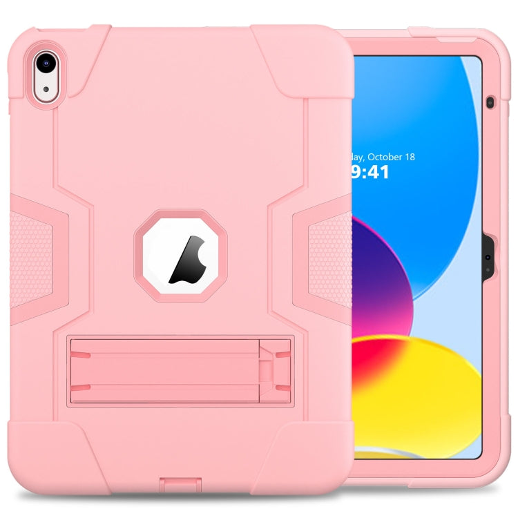 For iPad 2025 / 2022 Contrast Color Silicone + PC Tablet Case with Holder(Rose Gold) - iPad 2025 / 2022 Cases by buy2fix | Online Shopping UK | buy2fix