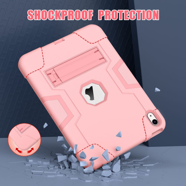 For iPad 2025 / 2022 Contrast Color Silicone + PC Tablet Case with Holder(Rose Gold) - iPad 2025 / 2022 Cases by buy2fix | Online Shopping UK | buy2fix