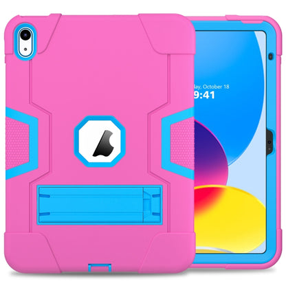 For iPad 2025 / 2022 Contrast Color Silicone + PC Tablet Case with Holder(Rose Red Blue) - iPad 2025 / 2022 Cases by buy2fix | Online Shopping UK | buy2fix