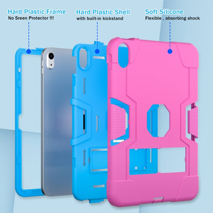 For iPad 2025 / 2022 Contrast Color Silicone + PC Tablet Case with Holder(Rose Red Blue) - iPad 2025 / 2022 Cases by buy2fix | Online Shopping UK | buy2fix