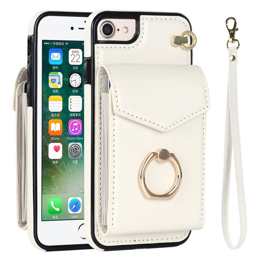 For iPhone SE 2022 / SE 2020 / 8 / 7 Anti-theft RFID Card Slot Phone Case(Beige) - iPhone SE 2022 / 2020 / 8 / 7 Cases by buy2fix | Online Shopping UK | buy2fix