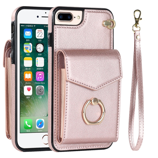 For iPhone 8 Plus / 7 Plus Anti-theft RFID Card Slot Phone Case(Rose Gold) - More iPhone Cases by buy2fix | Online Shopping UK | buy2fix