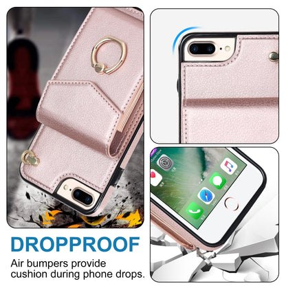 For iPhone 8 Plus / 7 Plus Anti-theft RFID Card Slot Phone Case(Rose Gold) - More iPhone Cases by buy2fix | Online Shopping UK | buy2fix