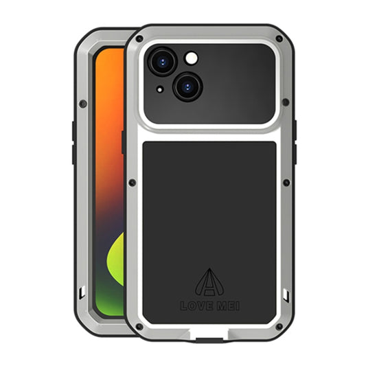 For iPhone 14 LOVE MEI Metal Shockproof Life Waterproof Dustproof Phone Case(Silver) by LOVE MEI