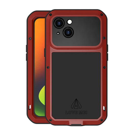 For iPhone 14 LOVE MEI Metal Shockproof Life Waterproof Dustproof Phone Case(Red) by LOVE MEI