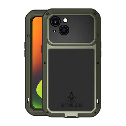 For iPhone 14 LOVE MEI Metal Shockproof Life Waterproof Dustproof Phone Case(Army Green) by LOVE MEI