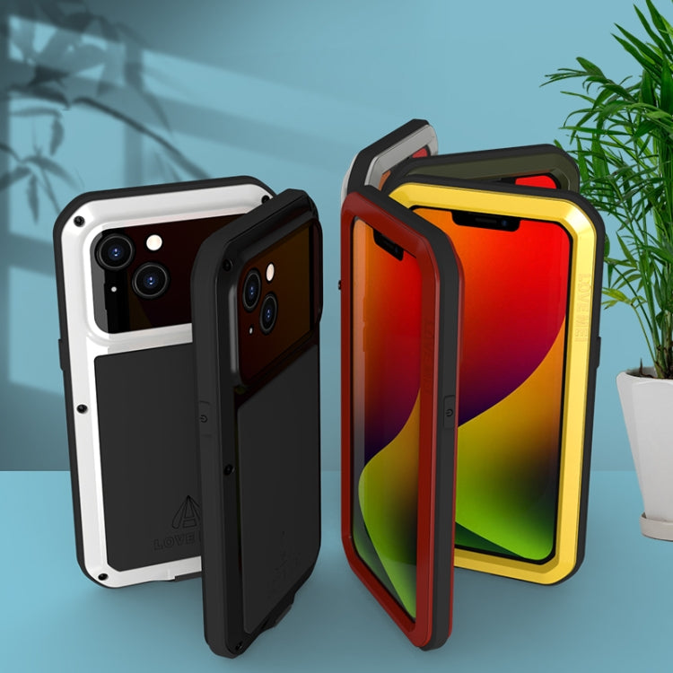 For iPhone 14 LOVE MEI Metal Shockproof Life Waterproof Dustproof Phone Case(Red) by LOVE MEI