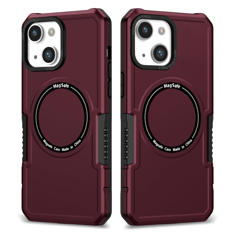 For iPhone 14 MagSafe Shockproof Armor Phone Case(Wine Red) by buy2fix