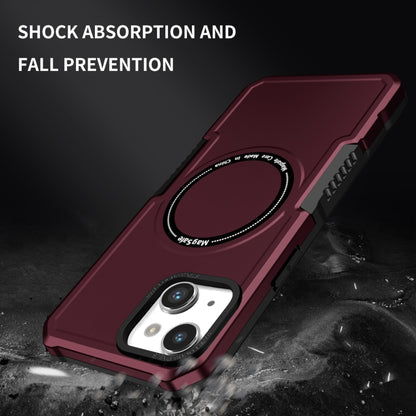 For iPhone 14 MagSafe Shockproof Armor Phone Case(Wine Red) by buy2fix