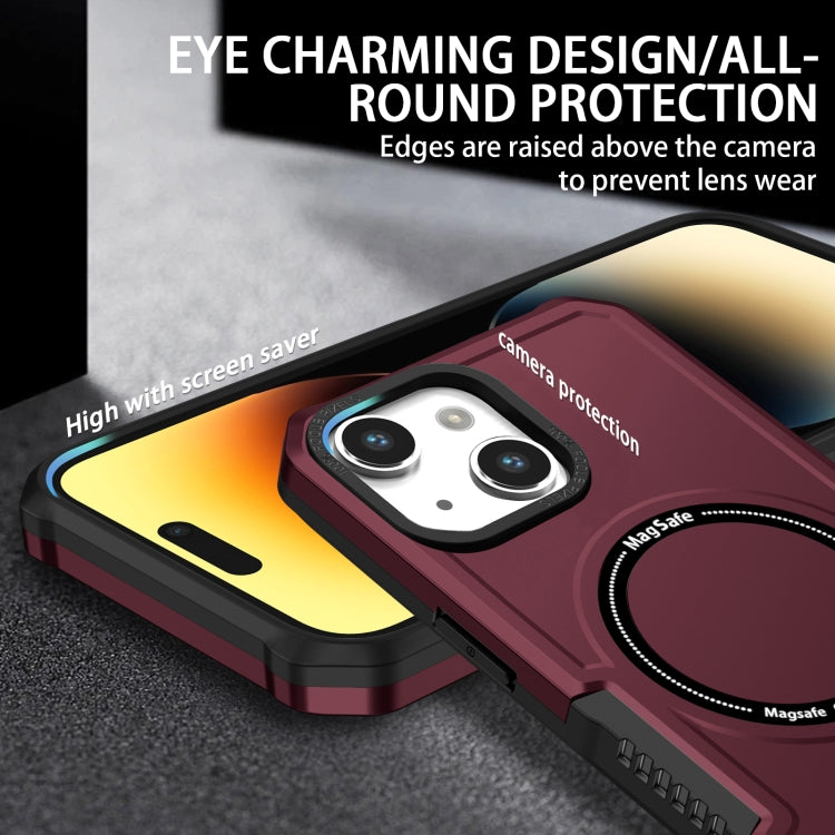 For iPhone 14 MagSafe Shockproof Armor Phone Case(Wine Red) by buy2fix