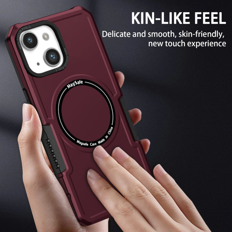 For iPhone 14 MagSafe Shockproof Armor Phone Case(Wine Red) by buy2fix