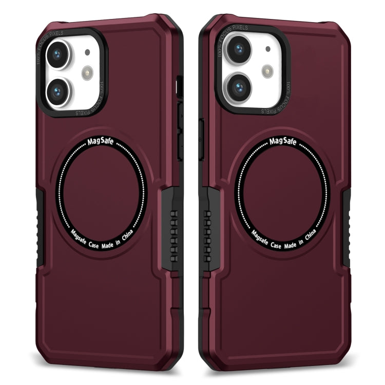 For iPhone 12 MagSafe Shockproof Armor Phone Case(Wine Red) by buy2fix