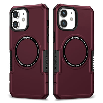 For iPhone 12 MagSafe Shockproof Armor Phone Case(Wine Red) by buy2fix