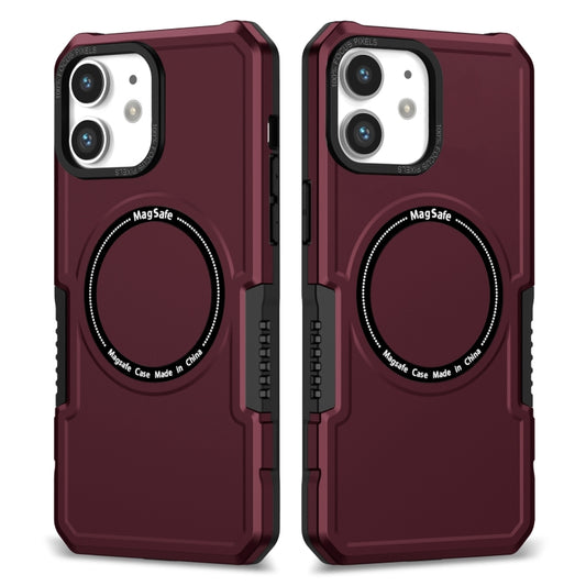 For iPhone 12 MagSafe Shockproof Armor Phone Case(Wine Red) by buy2fix
