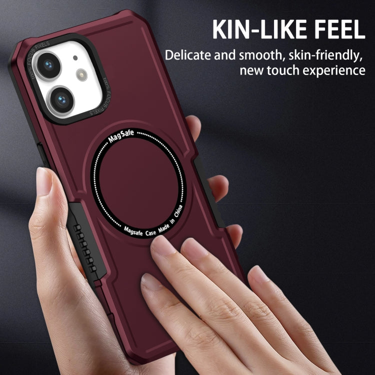 For iPhone 12 MagSafe Shockproof Armor Phone Case(Wine Red) by buy2fix