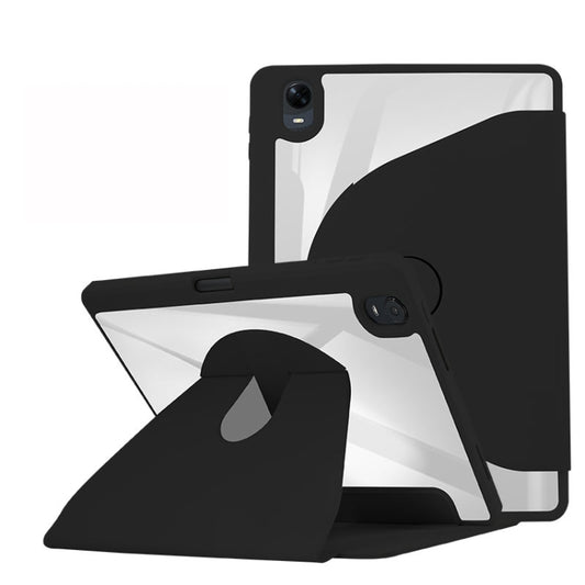 For OPPO Pad 11 2022 Acrylic 360 Degree Rotation Holder Tablet Leather Case(Black) - OPPO by buy2fix | Online Shopping UK | buy2fix