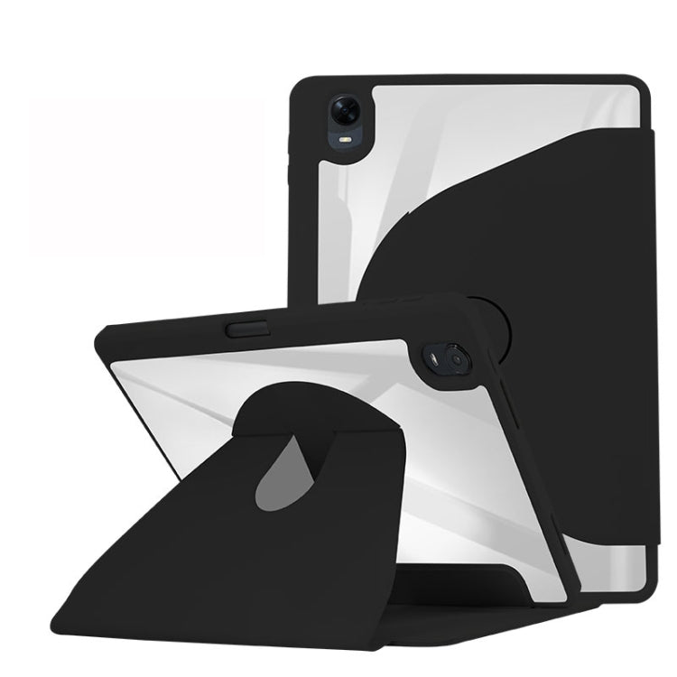 For OPPO Pad Air 10.3 2022 Acrylic 360 Degree Rotation Holder Tablet Leather Case(Black) - OPPO by buy2fix | Online Shopping UK | buy2fix