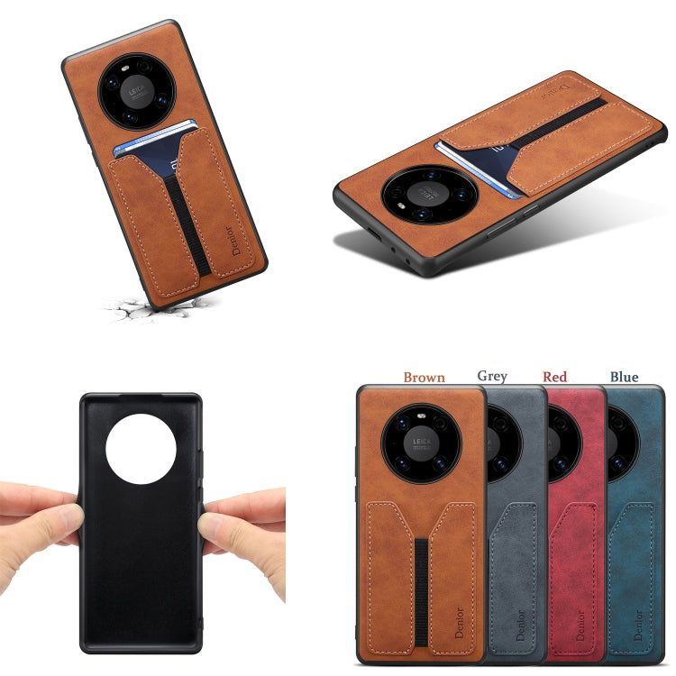 For Huawei Mate 50 Pro Denior DV Elastic Card PU Back Cover Phone Case(Grey) - Huawei Cases by Denior | Online Shopping UK | buy2fix