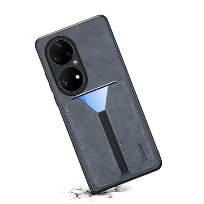 For Huawei P50 Denior DV Elastic Card PU Back Cover Phone Case(Grey) - Huawei Cases by Denior | Online Shopping UK | buy2fix