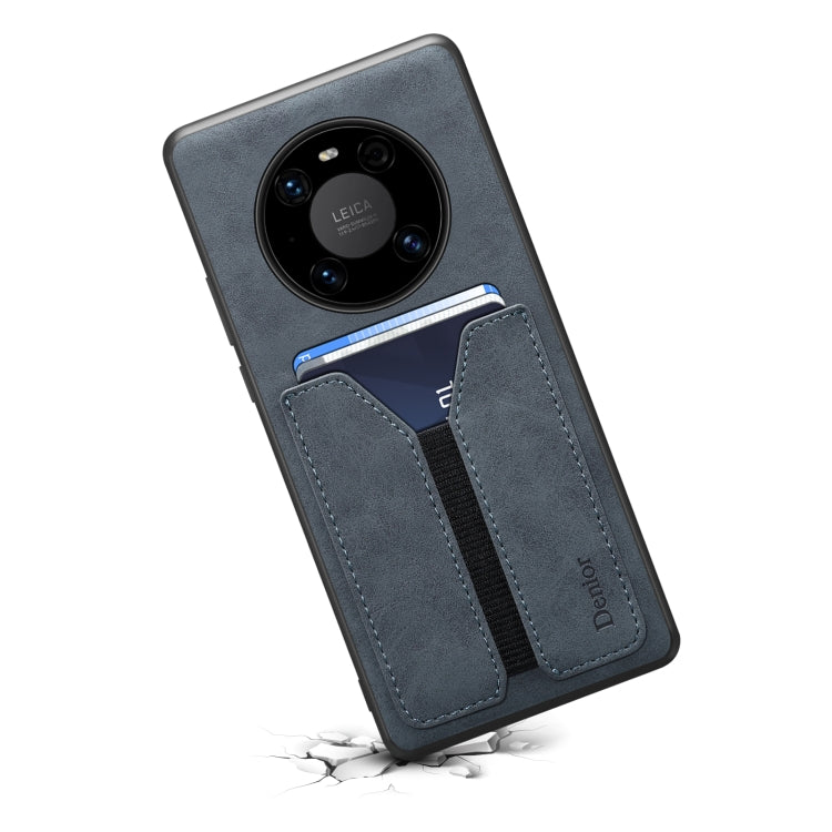 For Huawei Mate 40 Pro Denior DV Elastic Card PU Back Cover Phone Case(Grey) - Huawei Cases by Denior | Online Shopping UK | buy2fix