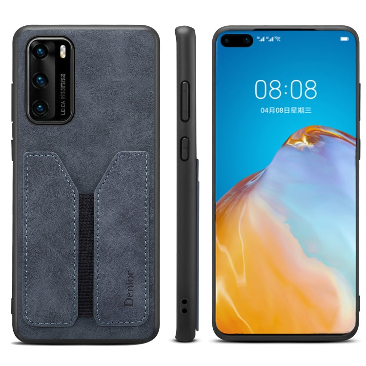 For Huawei P40 Pro Denior DV Elastic Card PU Back Cover Phone Case(Grey) - Huawei Cases by Denior | Online Shopping UK | buy2fix