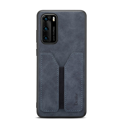 For Huawei P40 Pro Denior DV Elastic Card PU Back Cover Phone Case(Grey) - Huawei Cases by Denior | Online Shopping UK | buy2fix