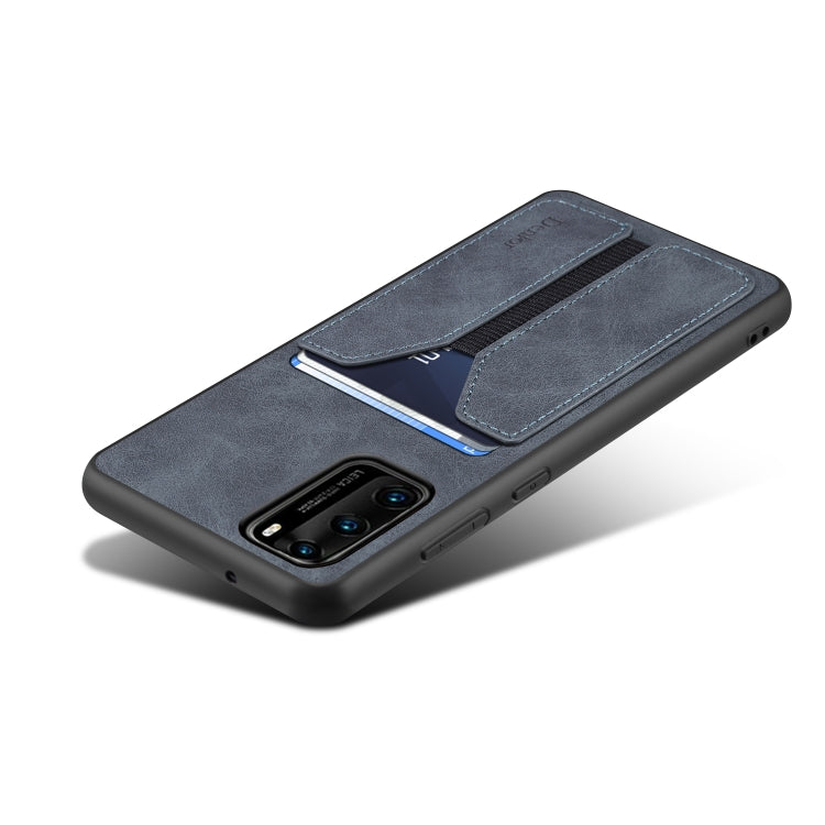 For Huawei P40 Pro Denior DV Elastic Card PU Back Cover Phone Case(Grey) - Huawei Cases by Denior | Online Shopping UK | buy2fix