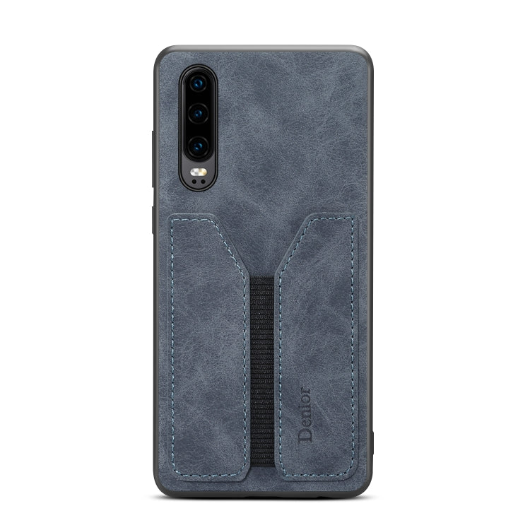 For Huawei P30 Denior DV Elastic Card PU Back Cover Phone Case(Grey) - Huawei Cases by Denior | Online Shopping UK | buy2fix