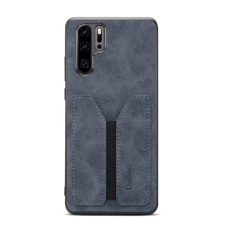 For Huawei P30 Pro Denior DV Elastic Card PU Back Cover Phone Case(Grey) - Huawei Cases by Denior | Online Shopping UK | buy2fix