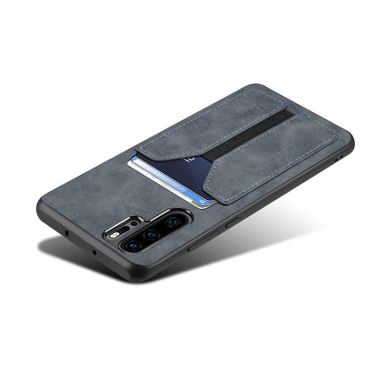 For Huawei P30 Pro Denior DV Elastic Card PU Back Cover Phone Case(Grey) - Huawei Cases by Denior | Online Shopping UK | buy2fix