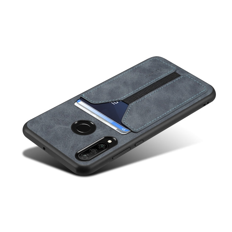 For Huawei P30 Lite Denior DV Elastic Card PU Back Cover Phone Case(Grey) - Huawei Cases by Denior | Online Shopping UK | buy2fix