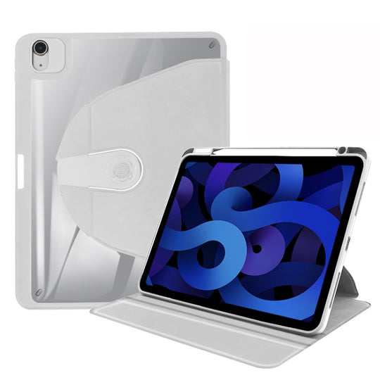 For iPad Pro 12.9 2022 / 2021 / 2020 / 2018 Acrylic 360 Degree Rotation Holder Tablet Leather Case(Grey)