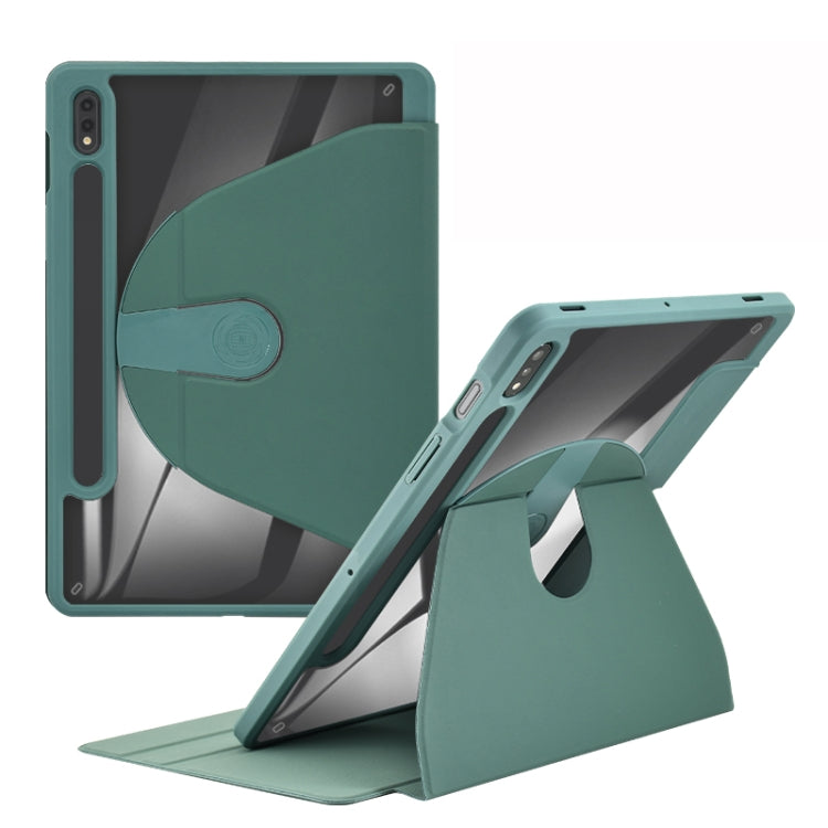 For Samsung Galaxy Tab S6 Lite 2022/P613/P619 / S6 Lite 10.4/P610/P615 Acrylic 360 Degree Rotation Holder Tablet Leather Case(Emerald Green) - Tab S6 Lite P610 / P615 by buy2fix | Online Shopping UK | buy2fix