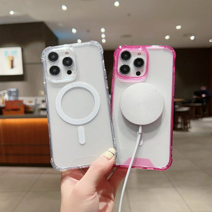 For iPhone 11 High Transparent Acrylic MagSafe Shockproof Phone Case(Pink) by buy2fix