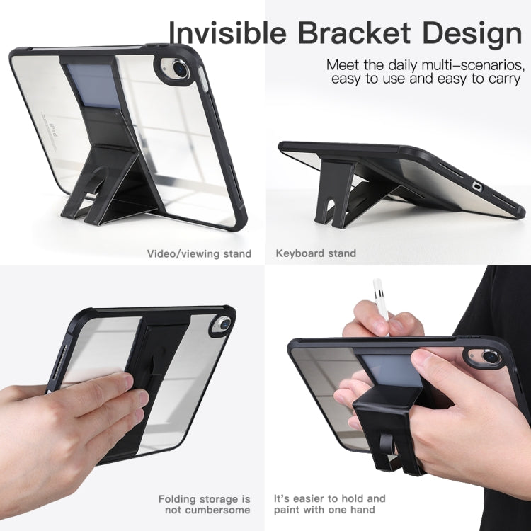 For iPad 2025 / 2022 Acrylic TPU Transparent Tablet Protective Case with Holder(Black) - iPad 2025 / 2022 Cases by buy2fix | Online Shopping UK | buy2fix