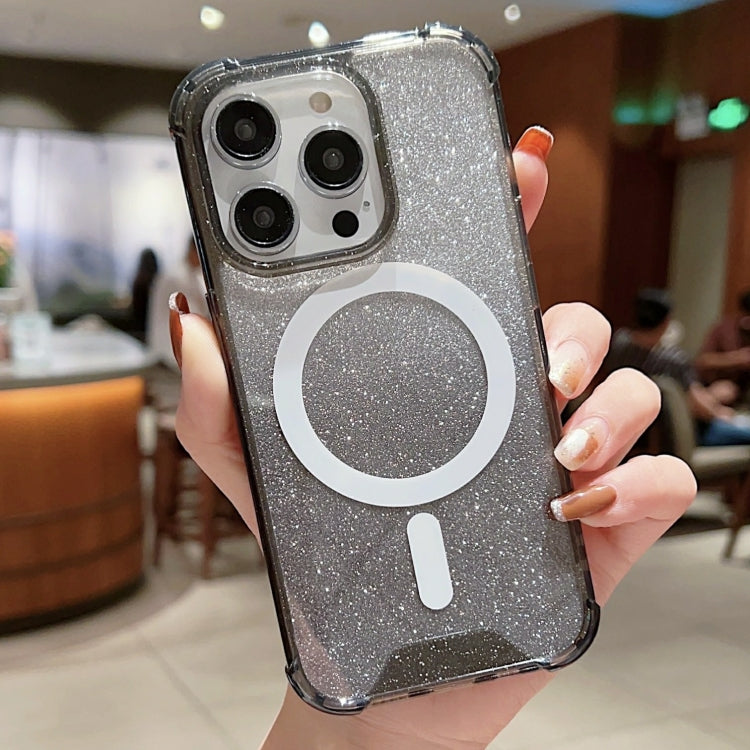 For iPhone 11 MagSafe Gradient Color Glitter Acrylic Shockproof Phone Case(Black) by buy2fix