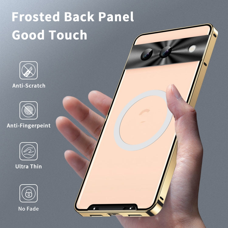 For Google Pixel 8a MagSafe Magnetic Frosted Metal Phone Case(Gold) - Google Cases by buy2fix | Online Shopping UK | buy2fix