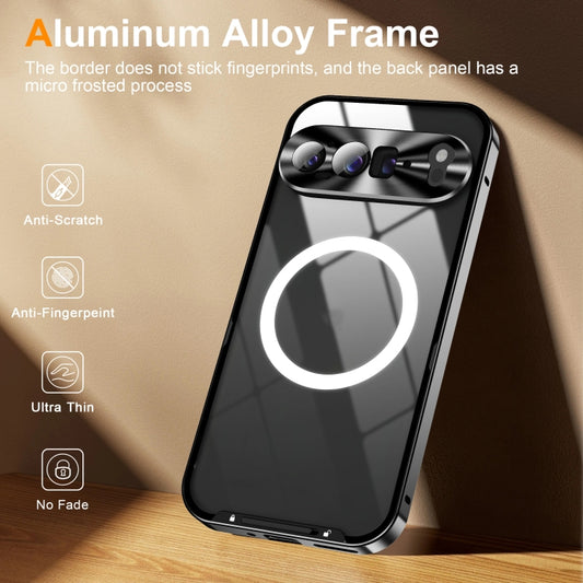 For Google Pixel 9 Pro XL MagSafe Magnetic Frosted Metal Phone Case(Black) by buy2fix