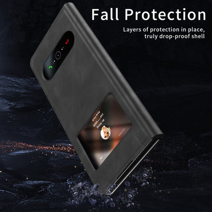For Samsung Galaxy Z Fold4 Mature Window View Flip Leather Phone Case(Black Nappa) - Galaxy Z Flip4 5G Cases by buy2fix | Online Shopping UK | buy2fix